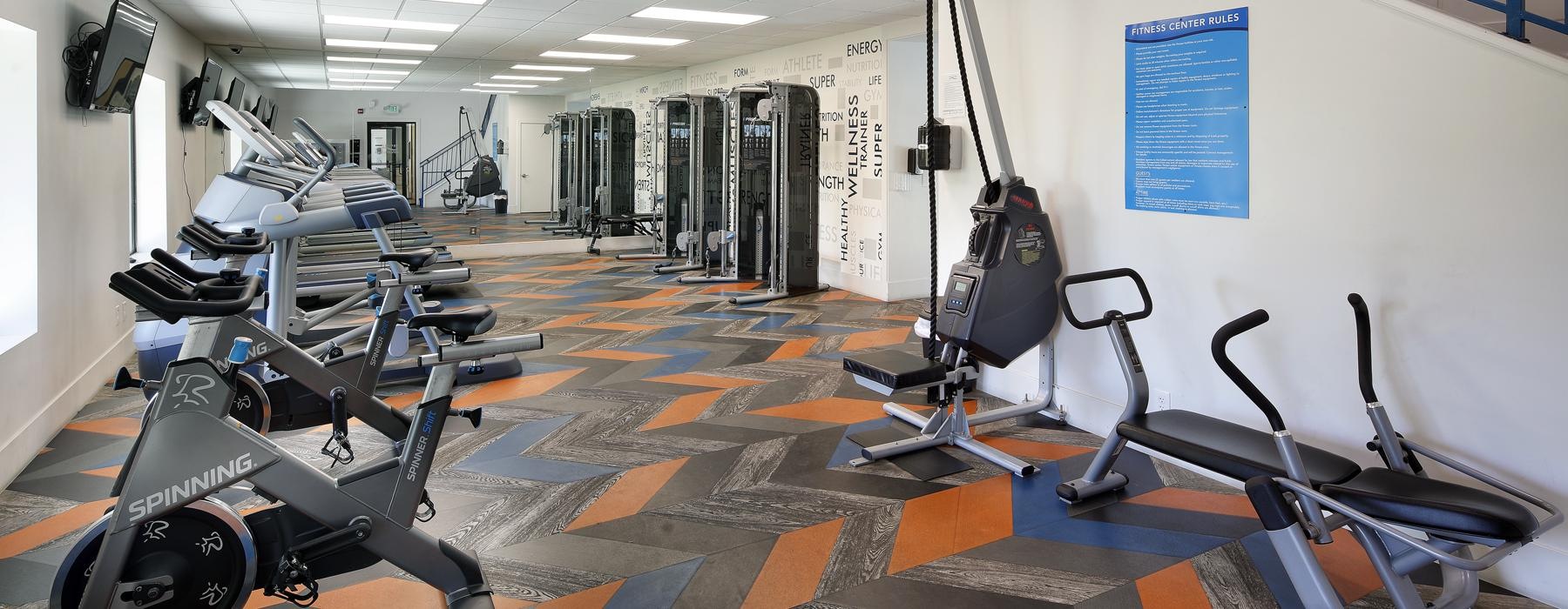a gym with exercise equipment