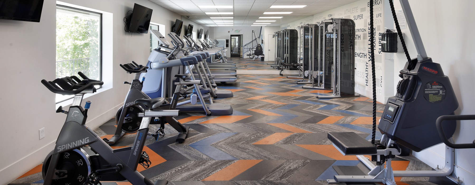state of the art gym with exercise equipment