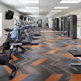 a gym with exercise equipment