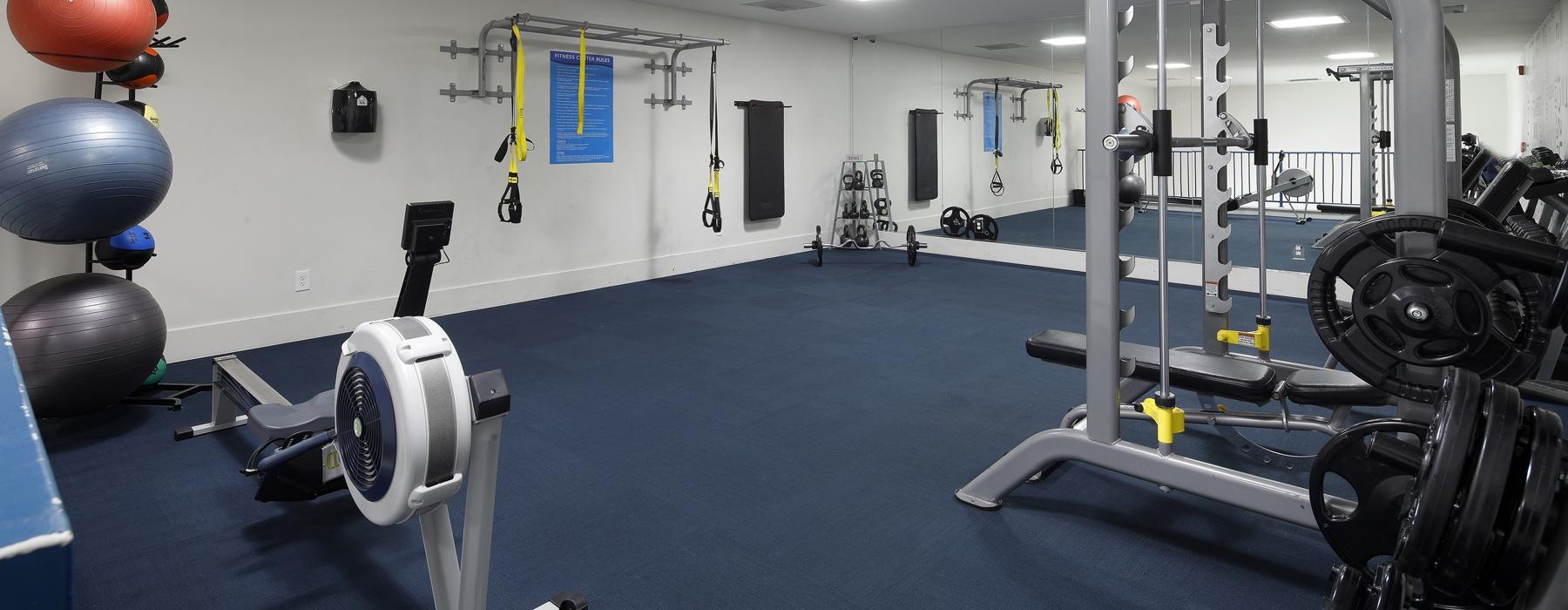 a gym with exercise equipment